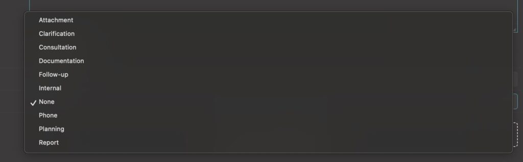 Category Selection in Notes