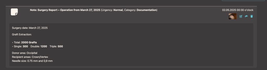 Display Notes Surgery Documentation