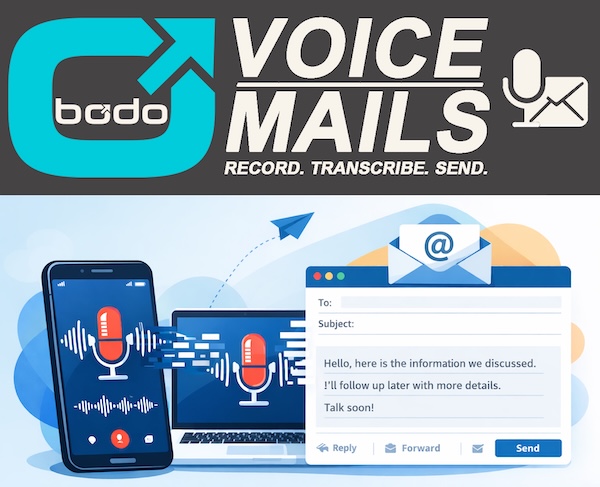 Voice messages via email with integrated speech-to-text technology for automatic transcription