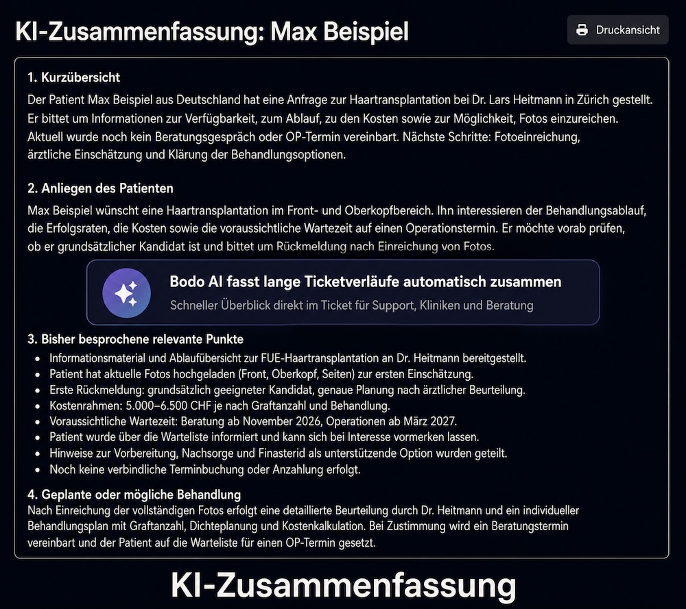 KI-Zusammenfassung im Bodo-Ticket
