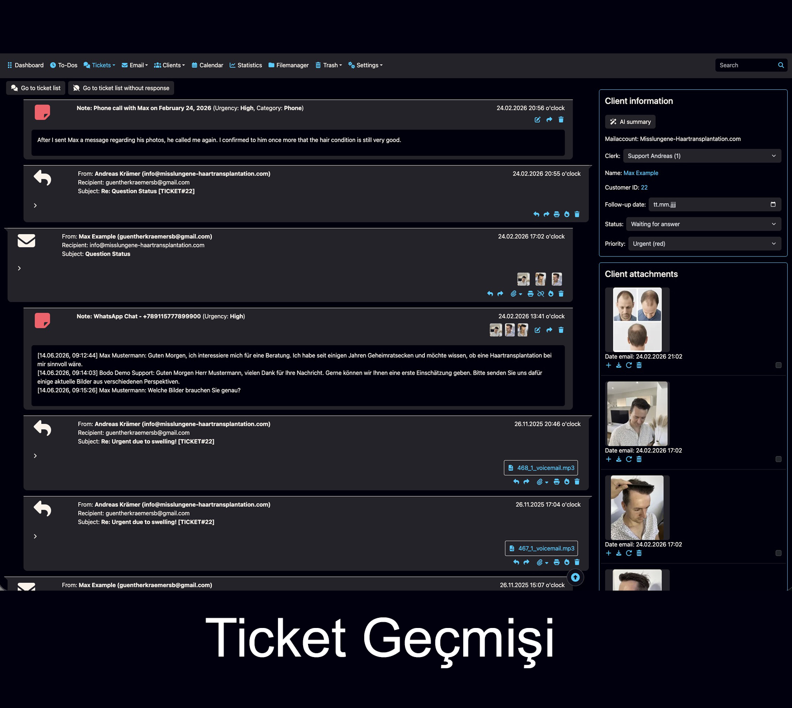 Bodo’da eksiksiz müşteri geçmişine sahip e-posta ticketing sistemi