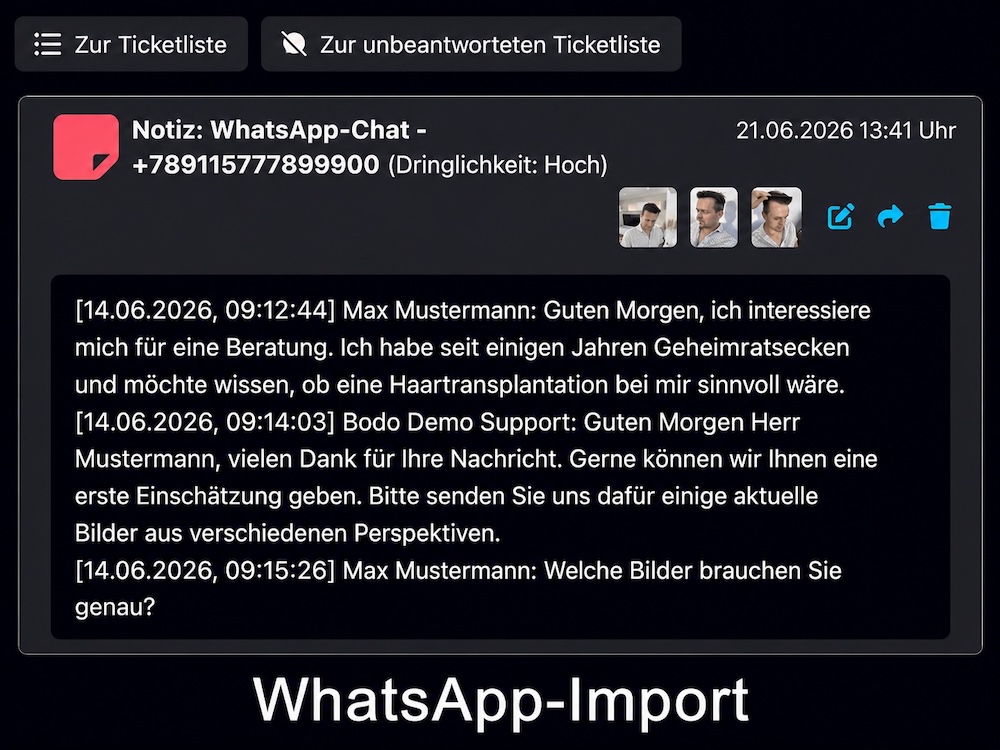 WhatsApp-Import als Notizen in Bodo