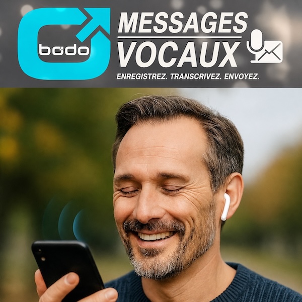 Bodo Messages vocaux : enregistrer, transcrire et envoyer par e-mail