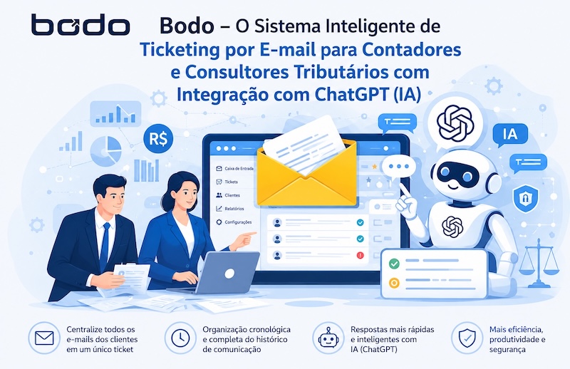 Bodo Ticketing por e-mail para contadores com IA e ChatGPT