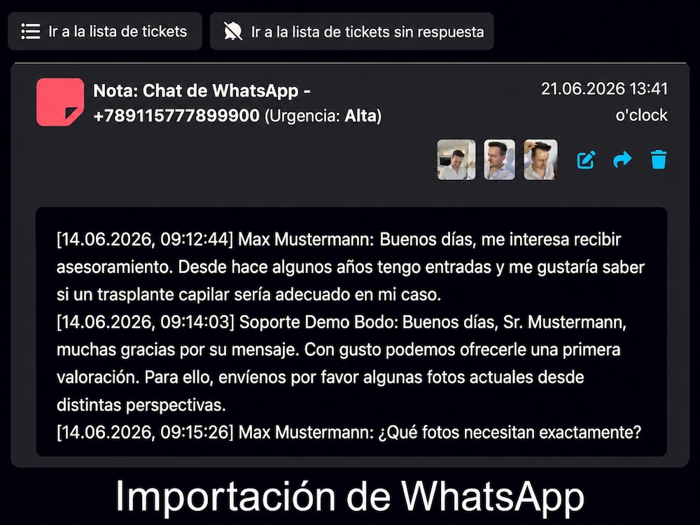 Importación de WhatsApp como notas en Bodo