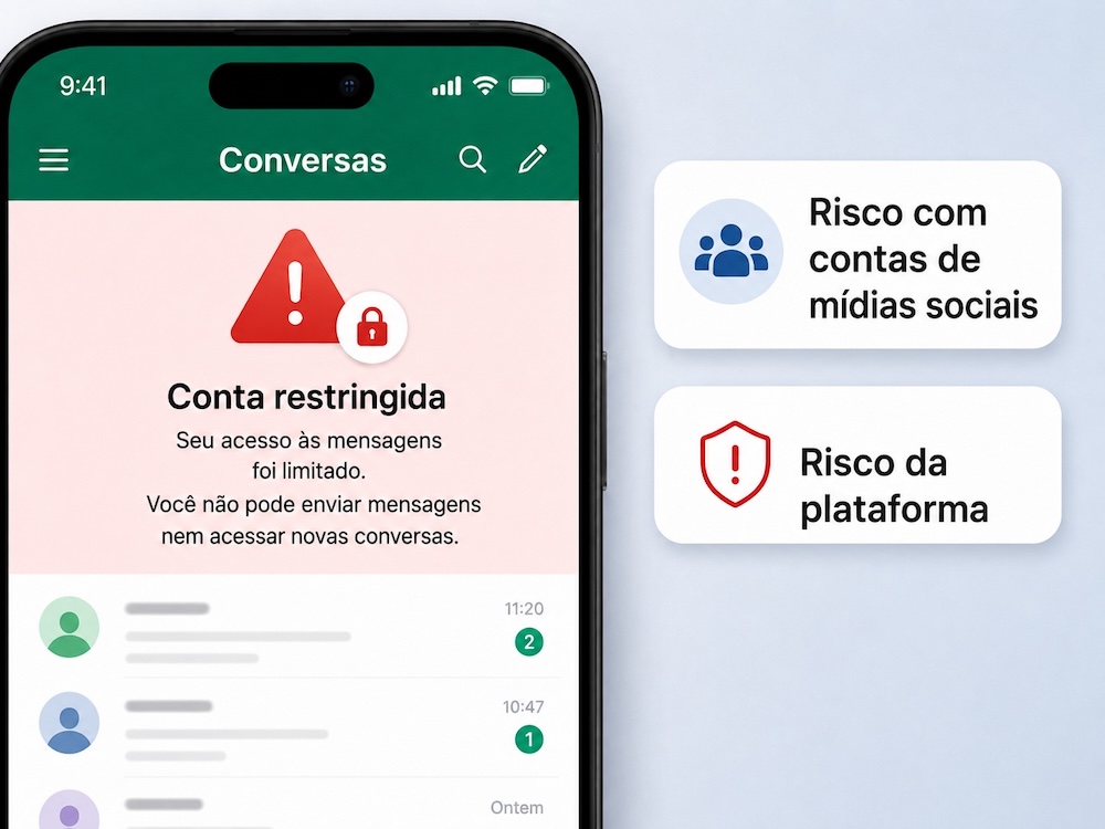 Risco de plataforma e restrição de conta em WhatsApp Instagram e mídias sociais