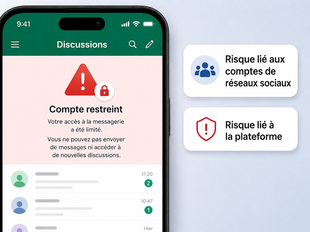 Risque de plateforme et restriction de compte sur WhatsApp Instagram et réseaux sociaux