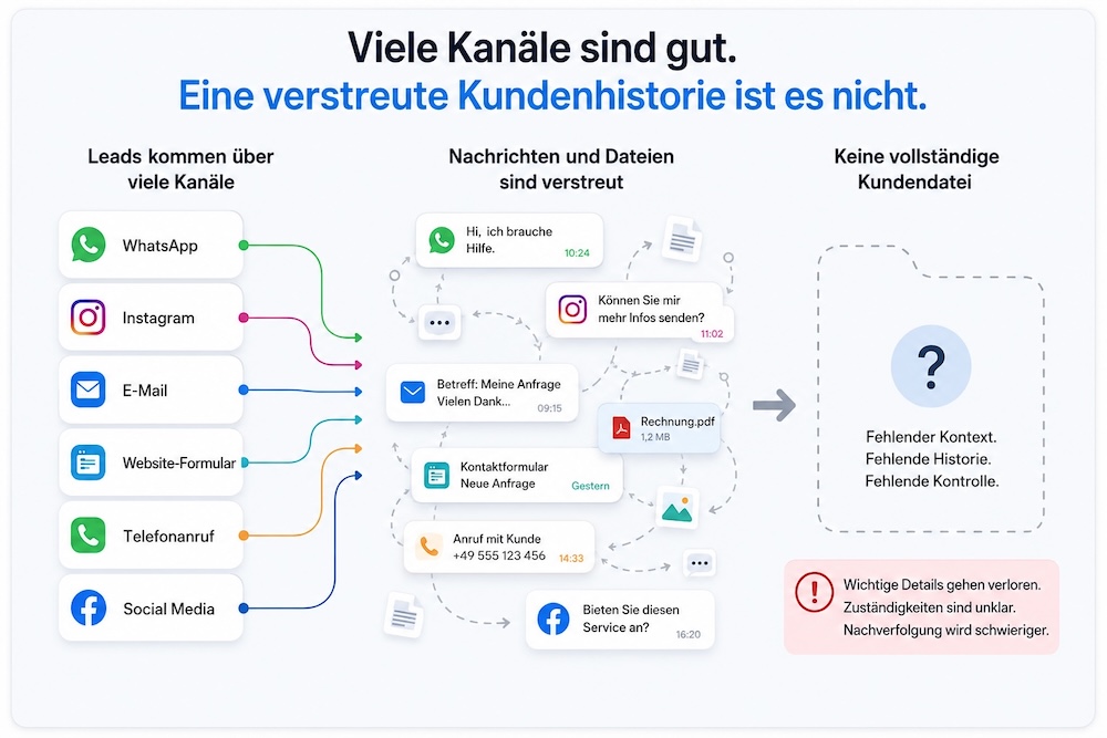 Viele Kanäle und verstreute Kundenhistorie ohne zentrale Kundenakte