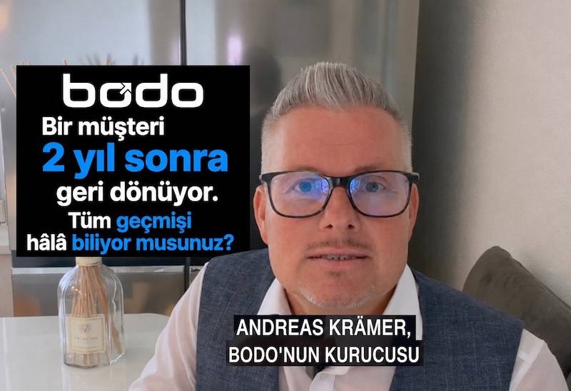 Bir müşteri yıllar sonra geri döndüğünde — Bodo e-posta biletleme CRM ile eksiksiz müşteri geçmişi
