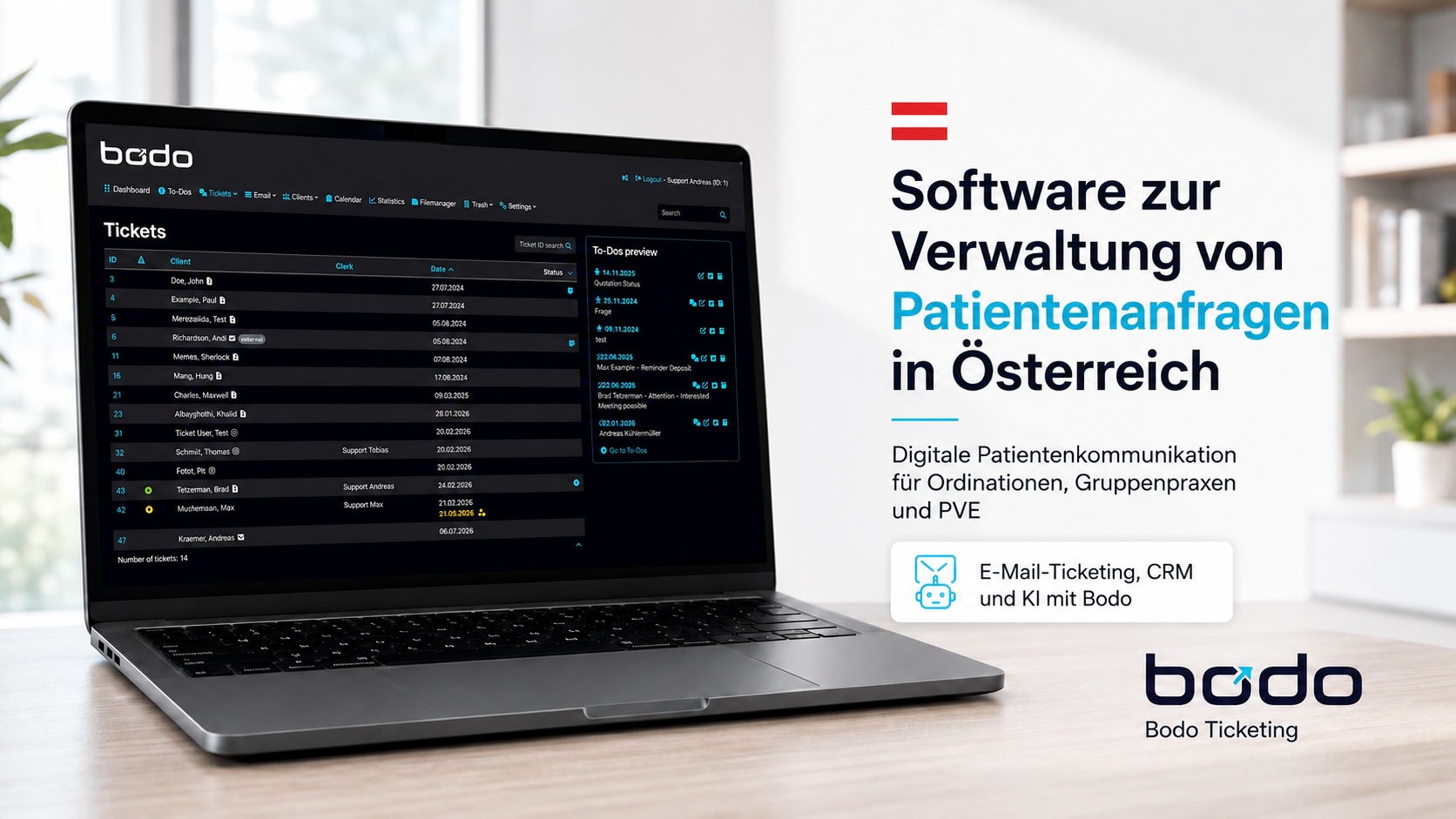 Software für organisierte Patientenanfragen und Kommunikation in Ordinationen in Österreich - Bodo