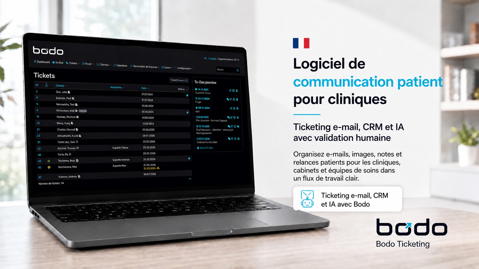 Logiciel de communication patient pour cliniques en France | Bodo